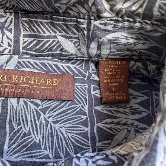 Tori Richard Hawaiian Shirt Large Blue Aloha Button Up Tropical Vacation Wear - Picture 4 of 7